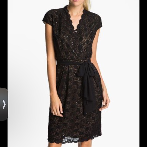 Alex Evenings Lace Tie Waist Midi Dress Pockets Size 8 - Picture 4 of 6